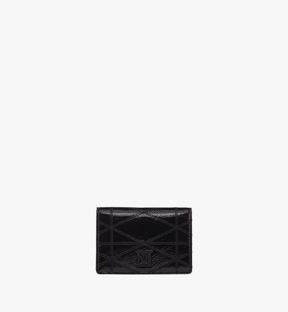 Travia Quilted Card Wallet in Crushed Leather 1